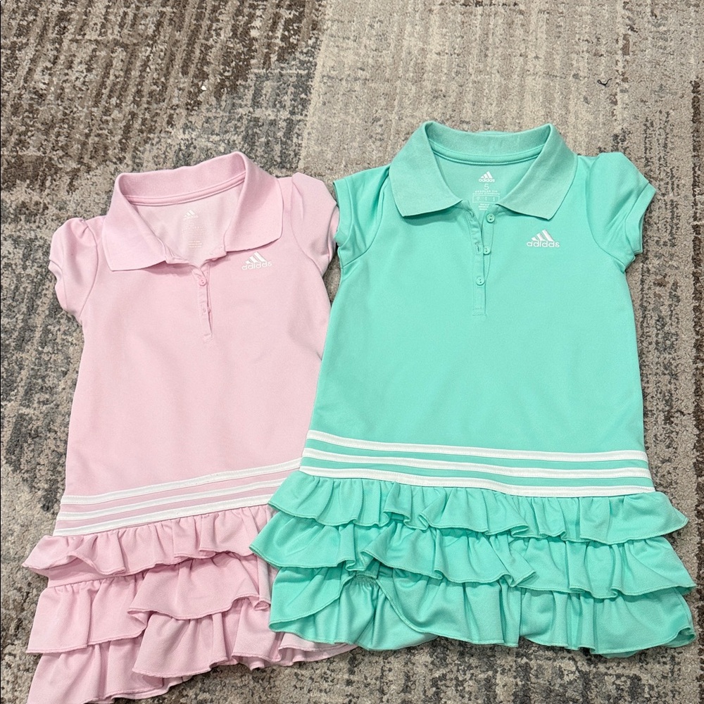Adidas Pink & Mint Polo Ruffle Dress - Girls